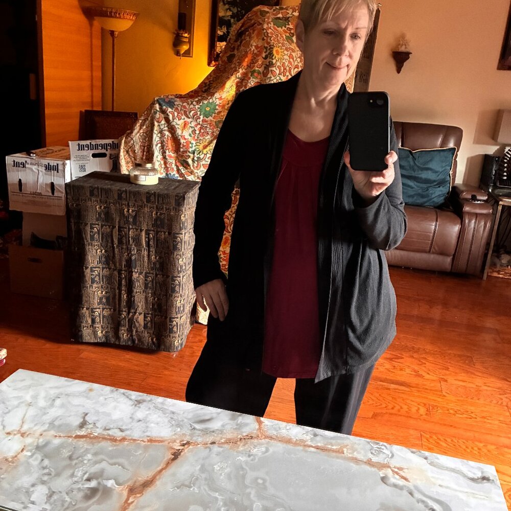Black Cotton Blend Lightweight Cardigan